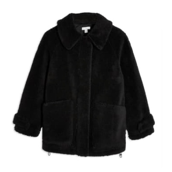 Topshop Black Borg Zip Up Teddy Jacket - Picture 7 of 13